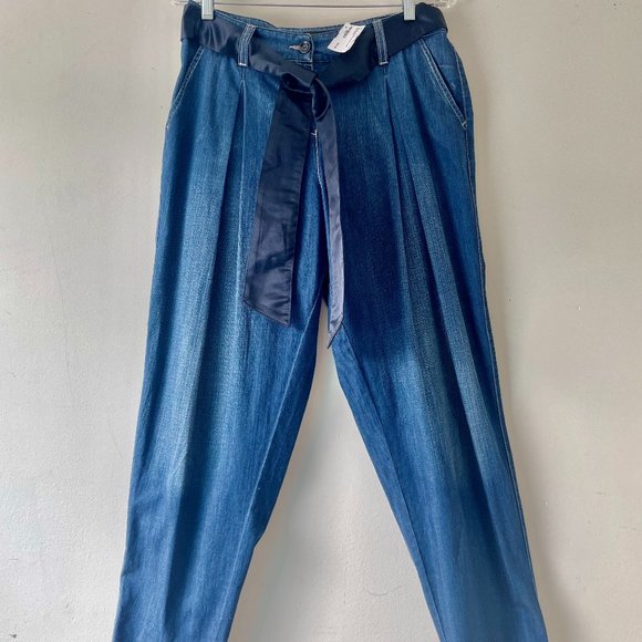 Vintage Ladies EMPORIO ARMANI Blue Jeans Pant with belt Size 8 - Picture 1 of 4